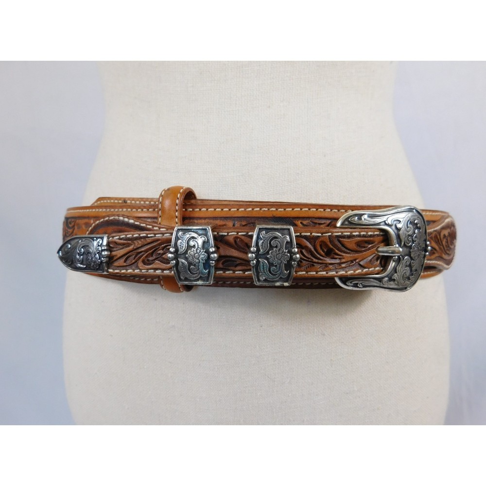 Vintage Tony Lama Tooled Leather Rancher Style Belt Size 34 New